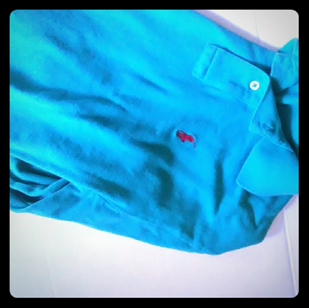 USED TEAL POLO BY RALPH LAUREN LONG SLEEVE